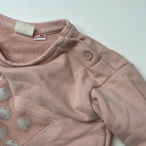 ZARA girls size 3/4 pink sweatshirt with buttons on left shoulder - Picture 4 of 4